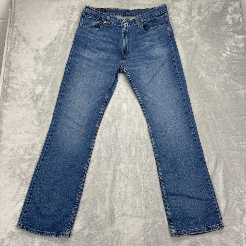Levi's Jeans Men 36x32 Blue Denim Medium Wash Faded Stretch 527 Slim Bootcut Leg